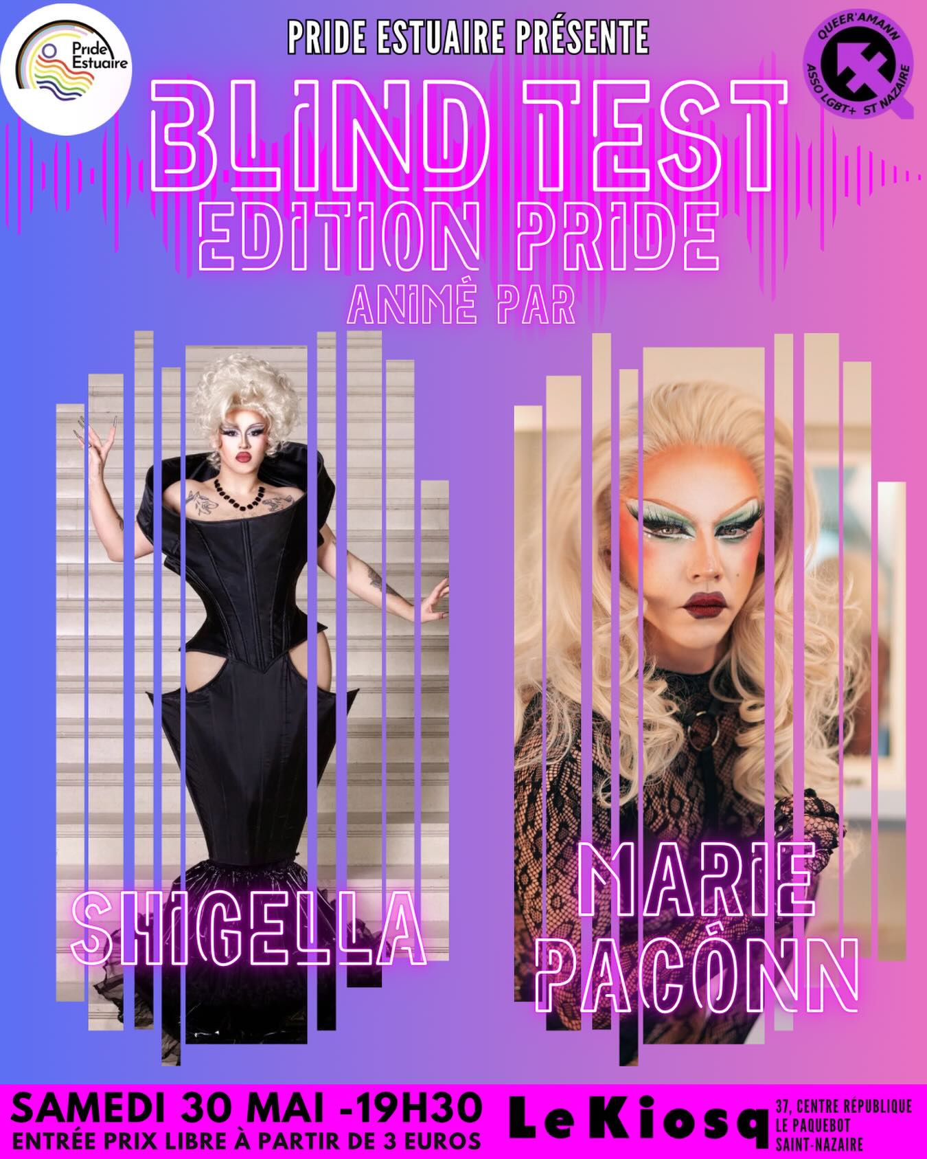 Affiche pré-show drag et blind test